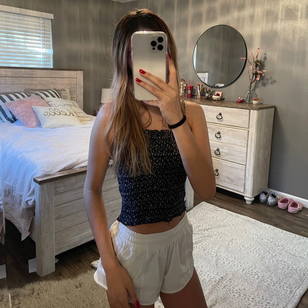John Galt navy floral crop top